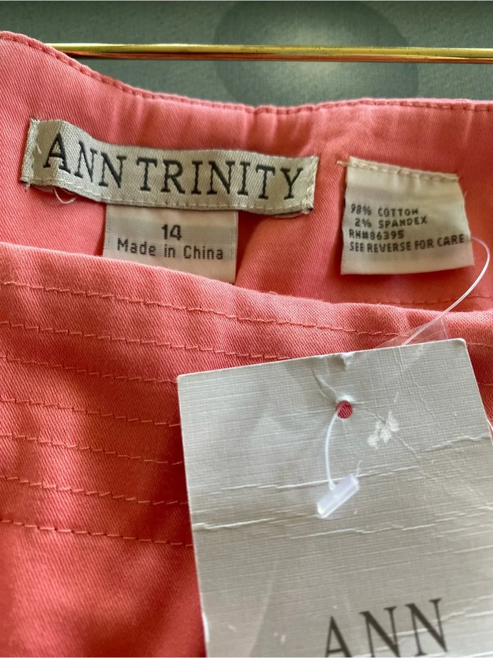 Ann Trinity NWT Resort Wear Coral Pink Straight-Leg Trousers